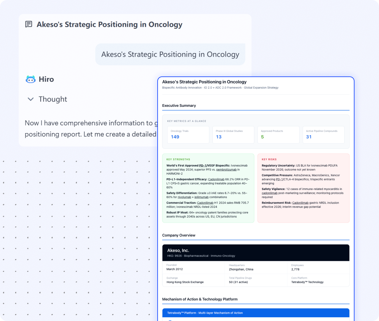 Hiro LS Researcher analyzing a competitive analysis request